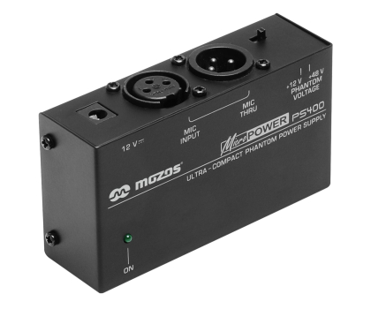 Interfejsy audio Mozos PS400 – kompaktowy zasilacz phantom 12V/48V